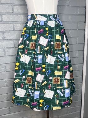 ModCloth "Head of the Class" Teacher Pleated School Supplies Printed Skirt